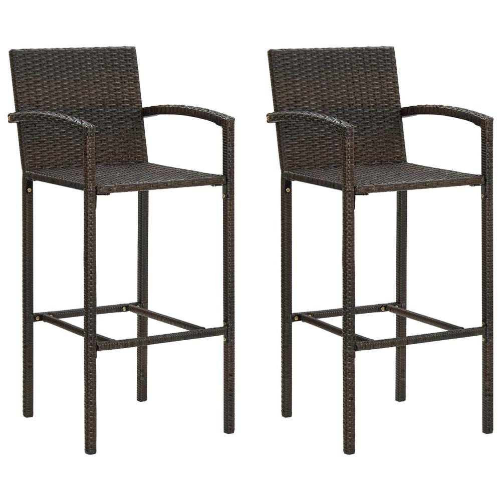 3 Piece Patio Bar Set Poly Rattan Brown. Picture 5