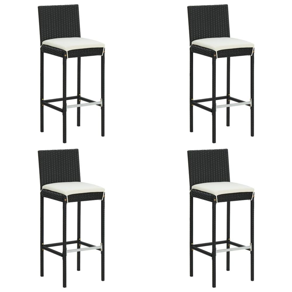 vidaXL 5 Piece Patio Bar Set with Cushions Poly Rattan Black, 3064858. Picture 8