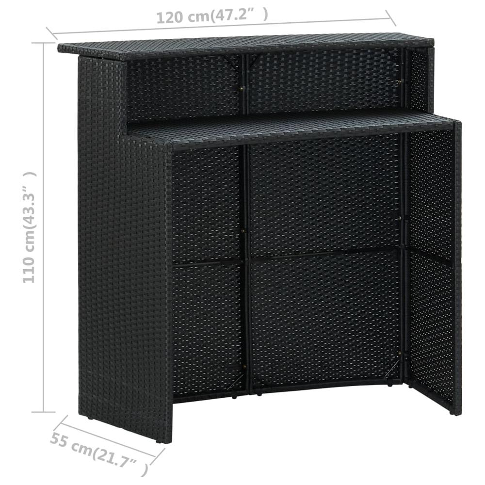 vidaXL 3 Piece Patio Bar Set with Cushions Black, 3064881. Picture 8