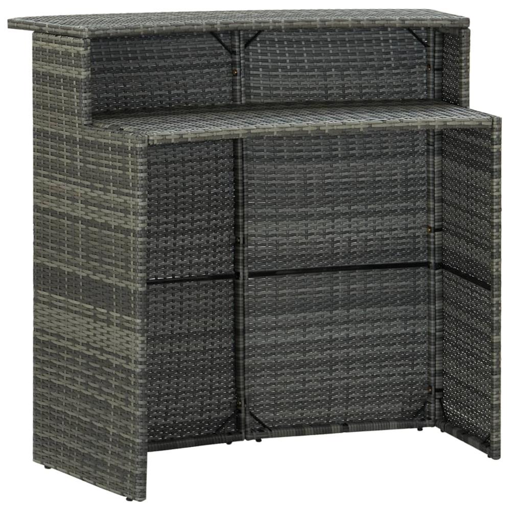 vidaXL 3 Piece Patio Bar Set with Cushions Gray, 3064882. Picture 4
