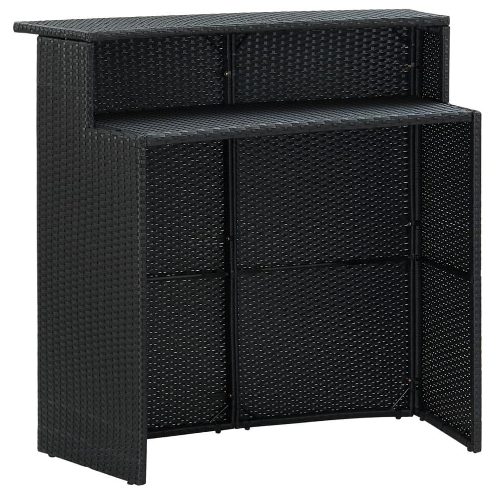 vidaXL 5 Piece Patio Bar Set with Cushions Black, 3064883. Picture 5