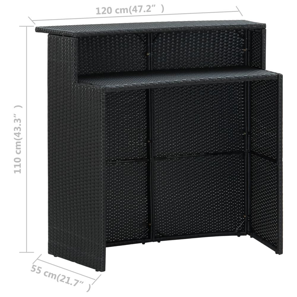vidaXL 5 Piece Patio Bar Set with Cushions Black, 3064883. Picture 8