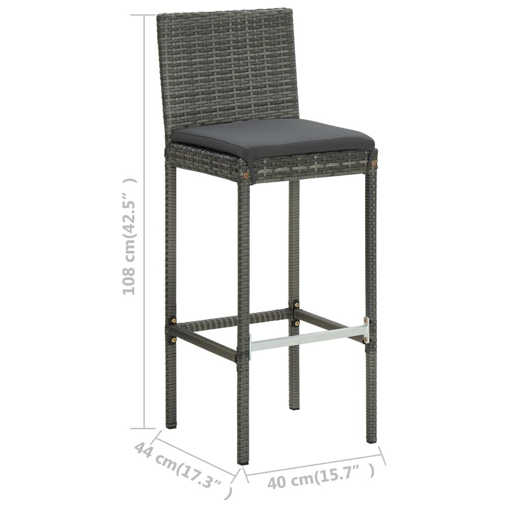 vidaXL 5 Piece Patio Bar Set with Cushions Gray, 3064884. Picture 9