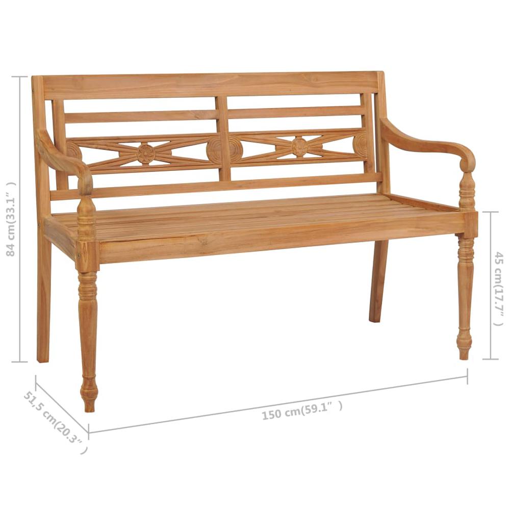 vidaXL Batavia Bench with Anthracite Cushion 59.1" Solid Teak Wood 2196. Picture 10