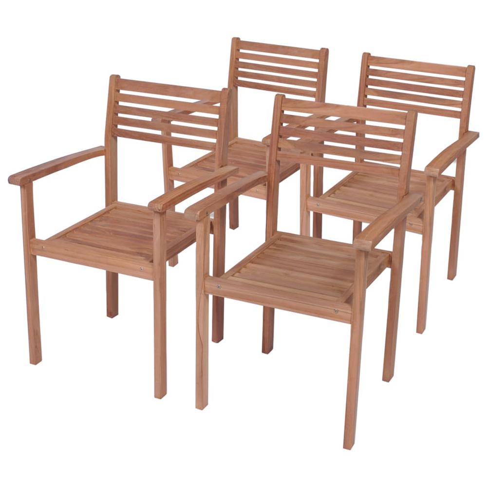 vidaXL Garden Chairs 4 pcs with Gray Cushions Solid Teak Wood 2305. Picture 8