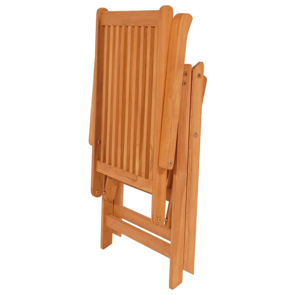 vidaXL Patio Chairs 2 pcs with Green Cushions Solid Teak Wood, 3062381. Picture 5