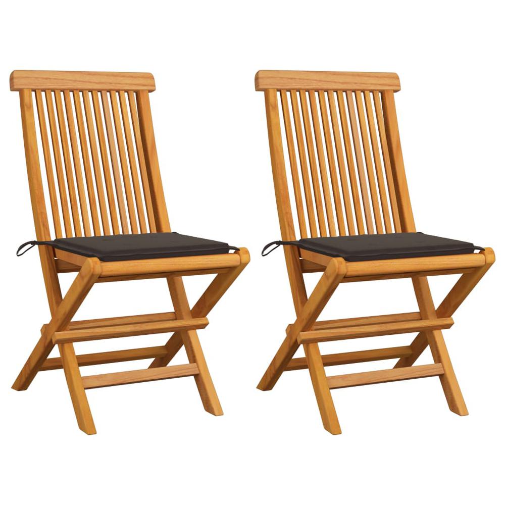 Patio Chairs with Taupe Cushions 2 pcs Solid Teak Wood. Picture 12