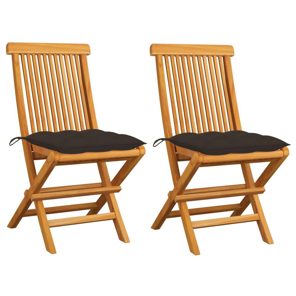vidaXL Garden Chairs with Taupe Cushions 2 pcs Solid Teak Wood 2483. Picture 1
