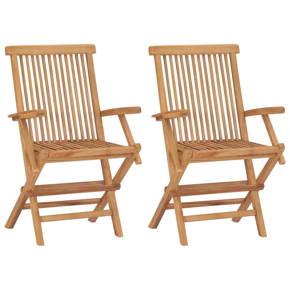 Patio Chairs with Blue Cushions 2 pcs Solid Teak Wood. Picture 2