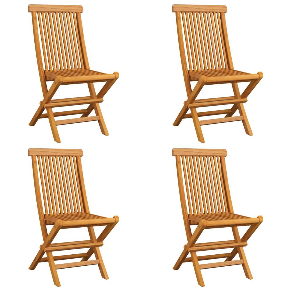 vidaXL Garden Chairs with Gray Cushions 4 pcs Solid Teak Wood 2584. Picture 3