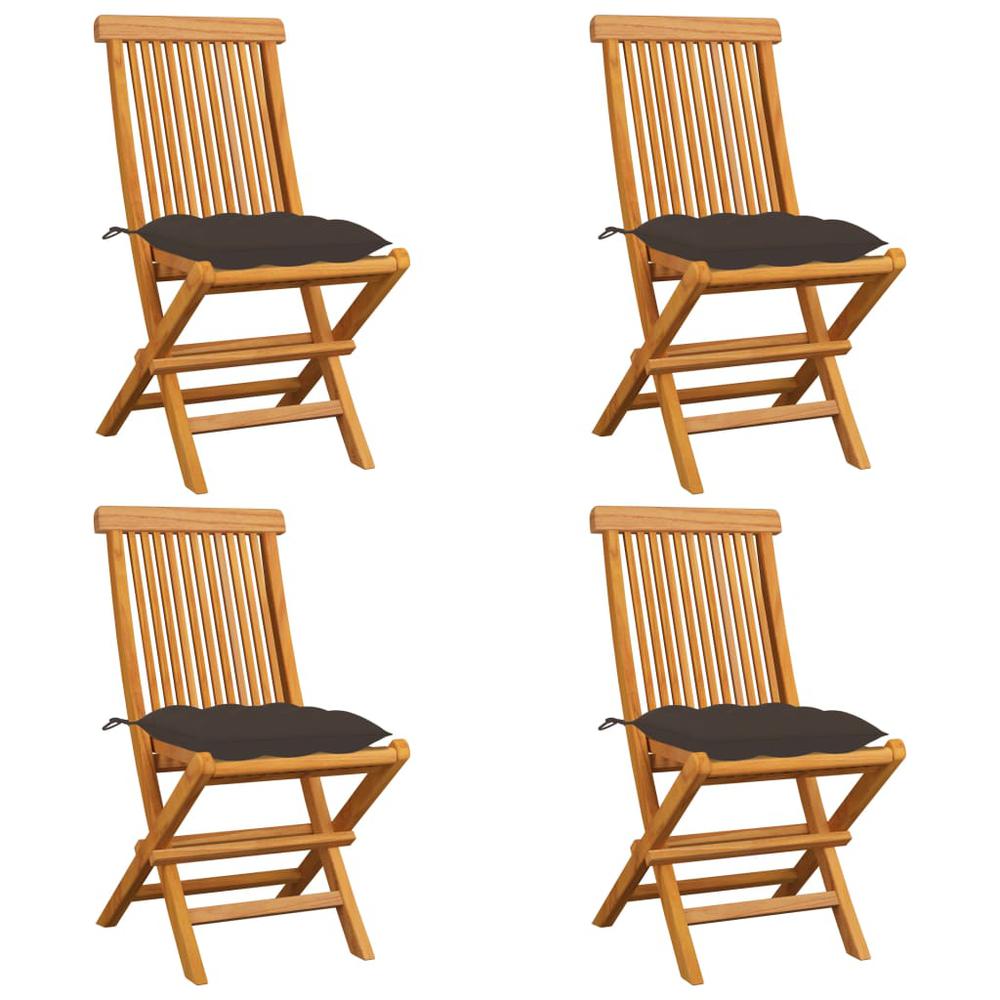 vidaXL Garden Chairs with Taupe Cushions 4 pcs Solid Teak Wood 2591. The main picture.