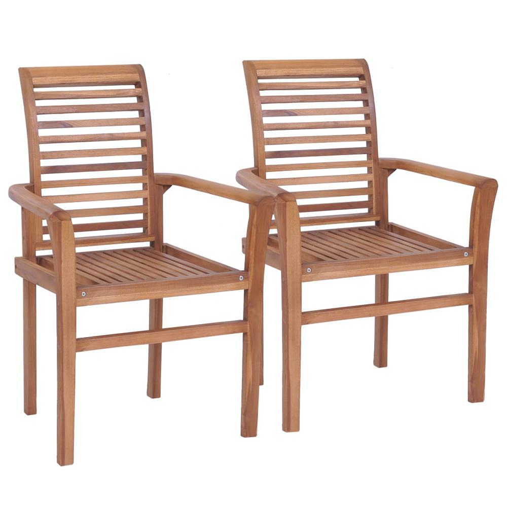 vidaXL Dining Chairs 2 pcs with Gray Cushions Solid Teak Wood 2611. Picture 3