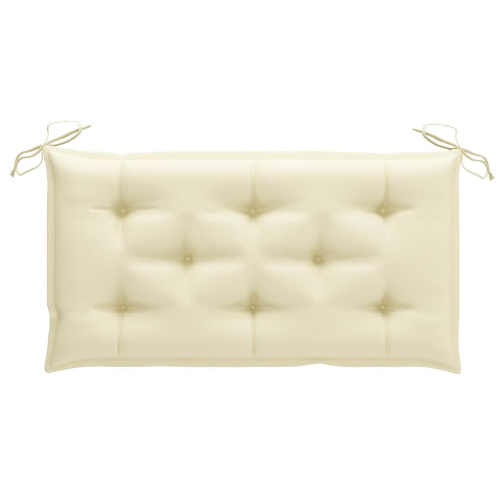 vidaXL Garden Bench with Cream White Cushion 44.1" Solid Teak Wood 2666. Picture 6