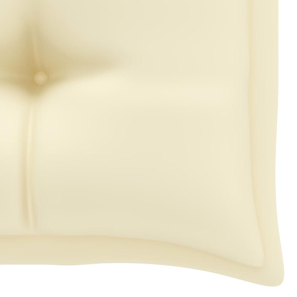 vidaXL Garden Bench with Cream White Cushion 44.1" Solid Teak Wood 2666. Picture 9