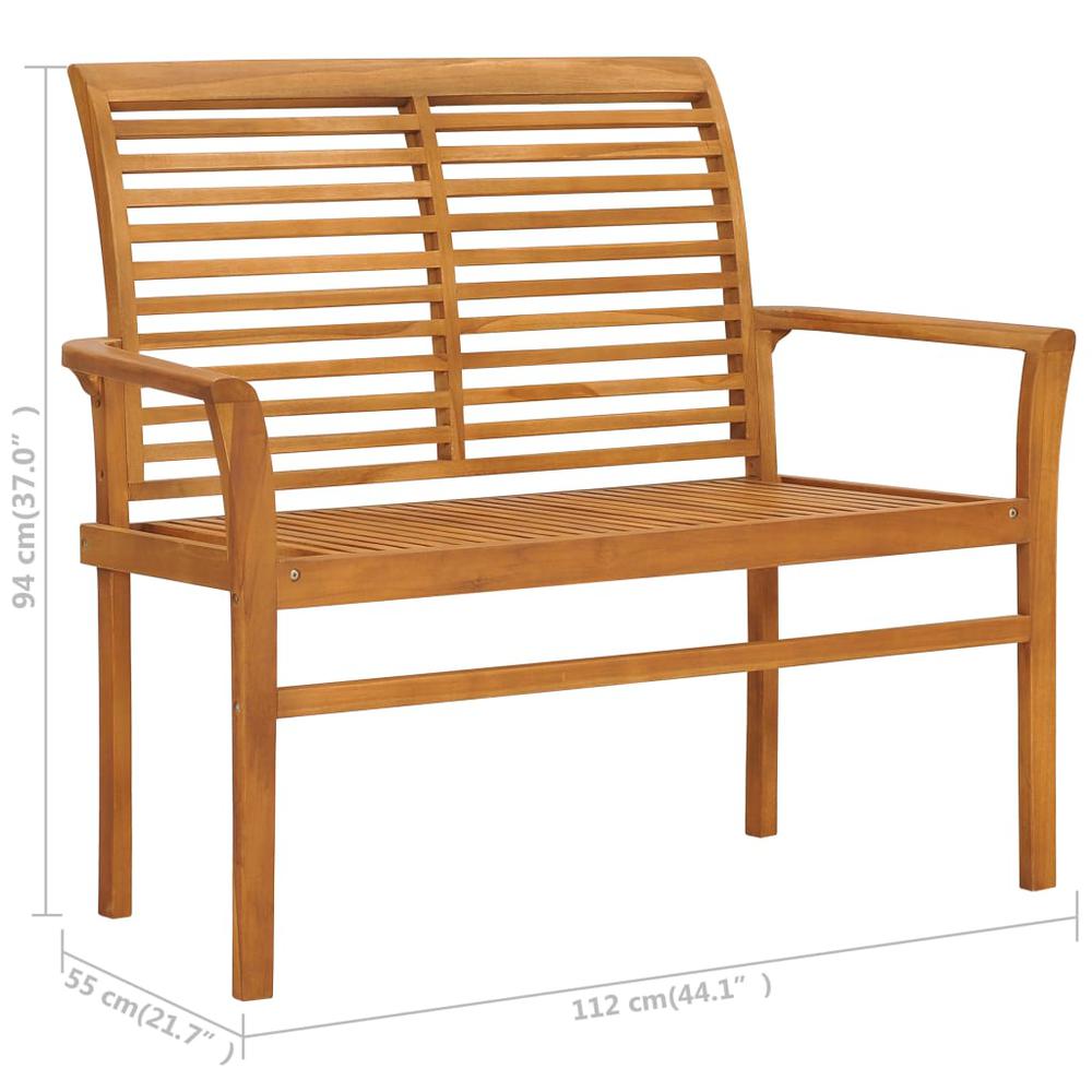 vidaXL Garden Bench with Cream White Cushion 44.1" Solid Teak Wood 2666. Picture 10