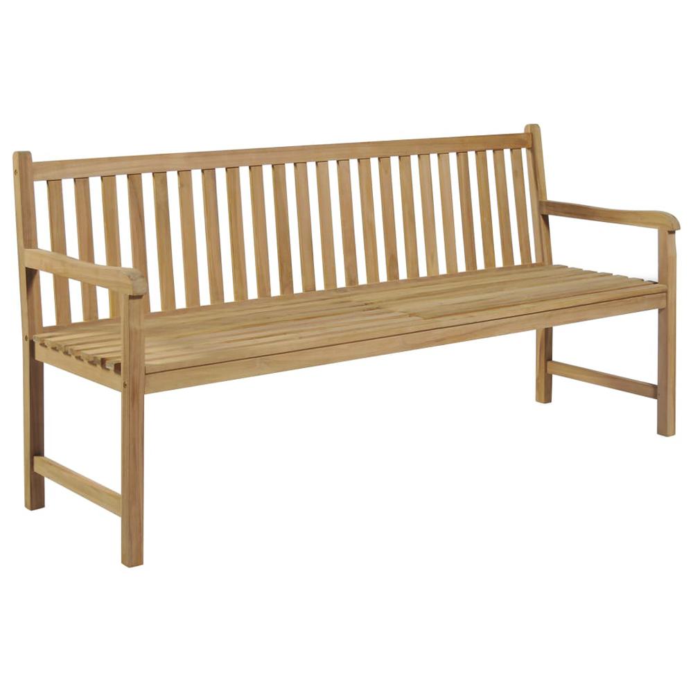 vidaXL Garden Bench with Gray Cushion 68.9" Solid Teak Wood 2785. Picture 2
