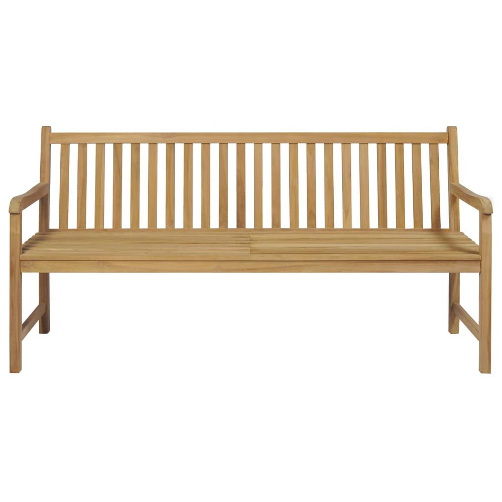 vidaXL Garden Bench with Gray Cushion 68.9" Solid Teak Wood 2785. Picture 3
