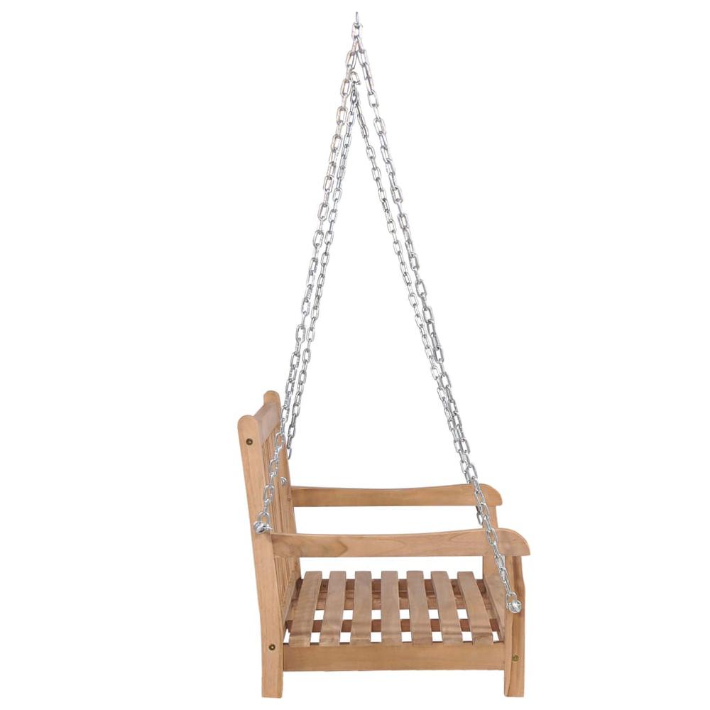 vidaXL Swing Bench with Beige Cushion 47.2" Solid Teak Wood 2868. Picture 9