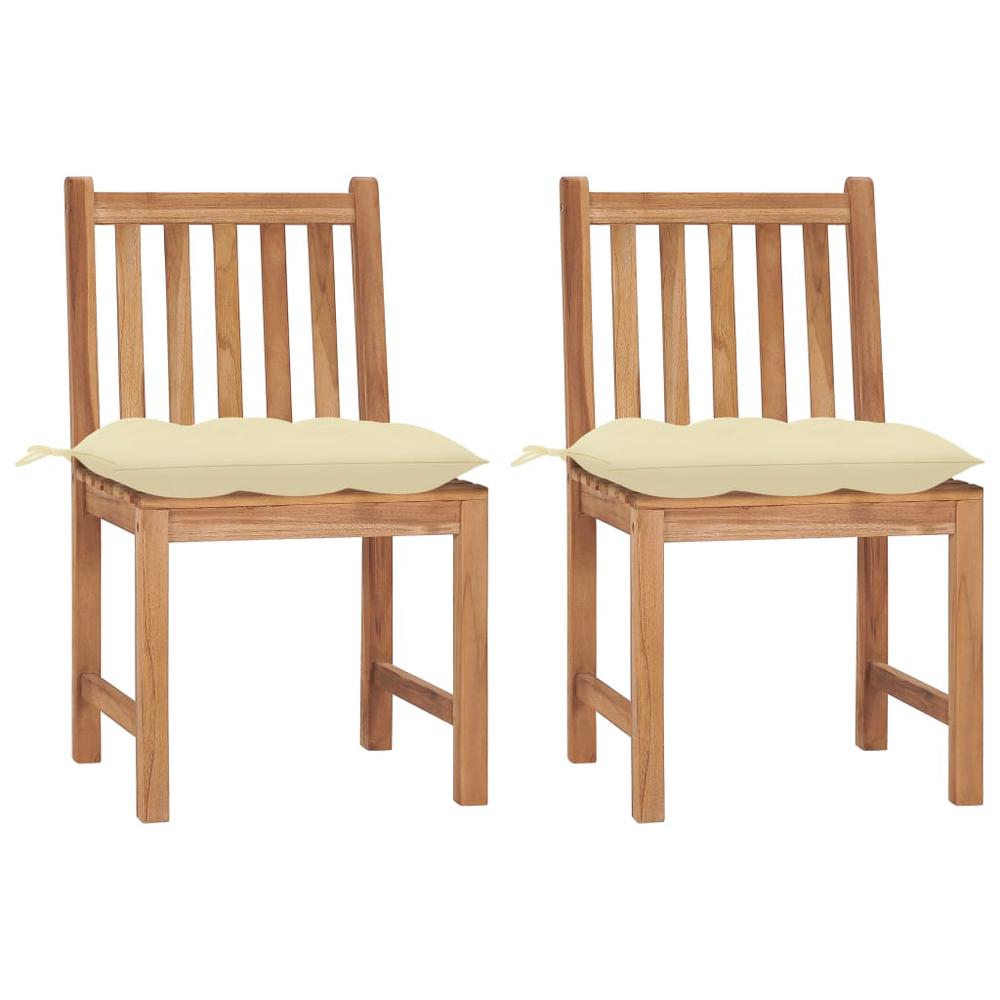 vidaXL Garden Chairs 2 pcs with Cushions Solid Teak Wood 2933. Picture 1