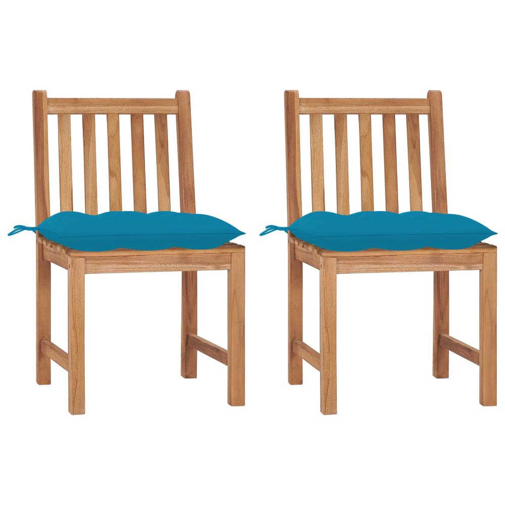 Patio Chairs 2 pcs with Cushions Solid Teak Wood. Picture 12