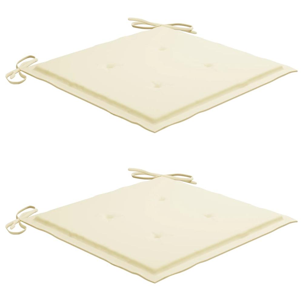 vidaXL 3 Piece Bistro Set with Cream Cushions Solid Teak Wood. Picture 8