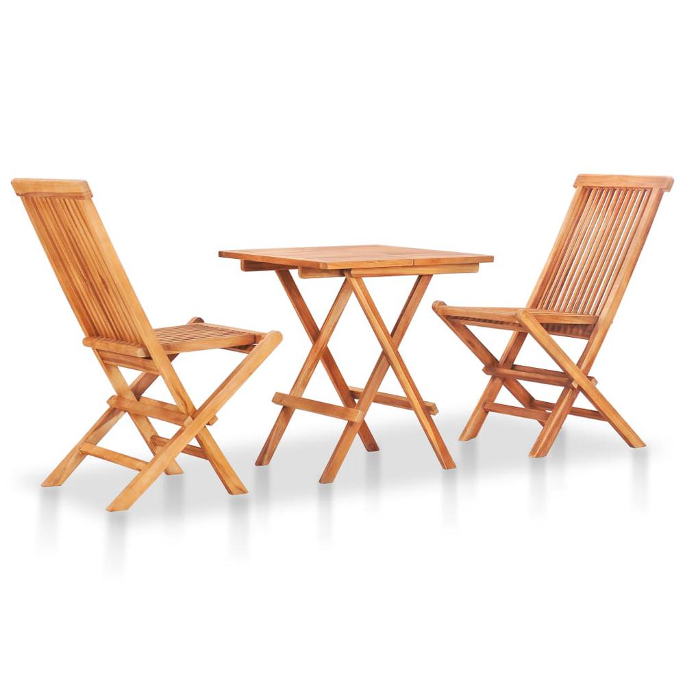 vidaXL 3 Piece Bistro Set with Anthracite Cushions Solid Teak Wood 3240. Picture 2