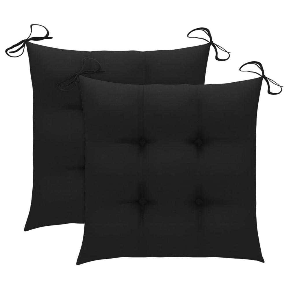 vidaXL 3 Piece Bistro Set with Black Cushions Solid Teak Wood 3247. Picture 12