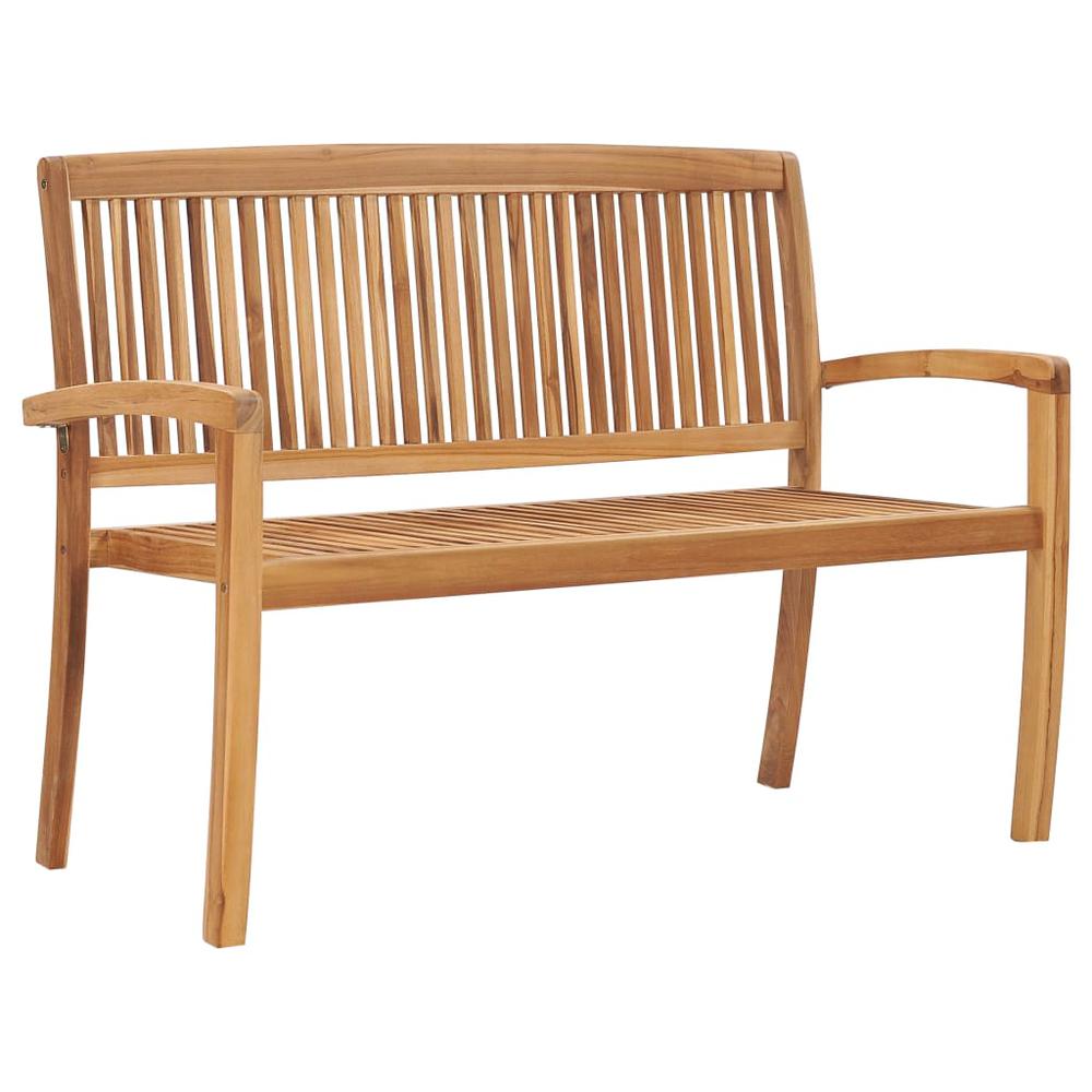 vidaXL Stacking Garden Bench with Cushion 50.6" Solid Teak Wood 3294. Picture 2