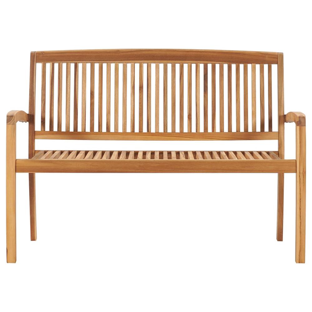 vidaXL Stacking Garden Bench with Cushion 50.6" Solid Teak Wood 3294. Picture 3