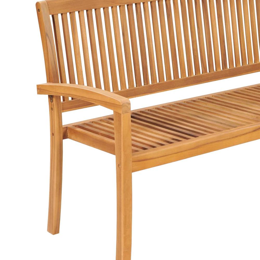 vidaXL Stacking Patio Bench with Cushion 62.6" Solid Teak Wood, 3063307. Picture 5