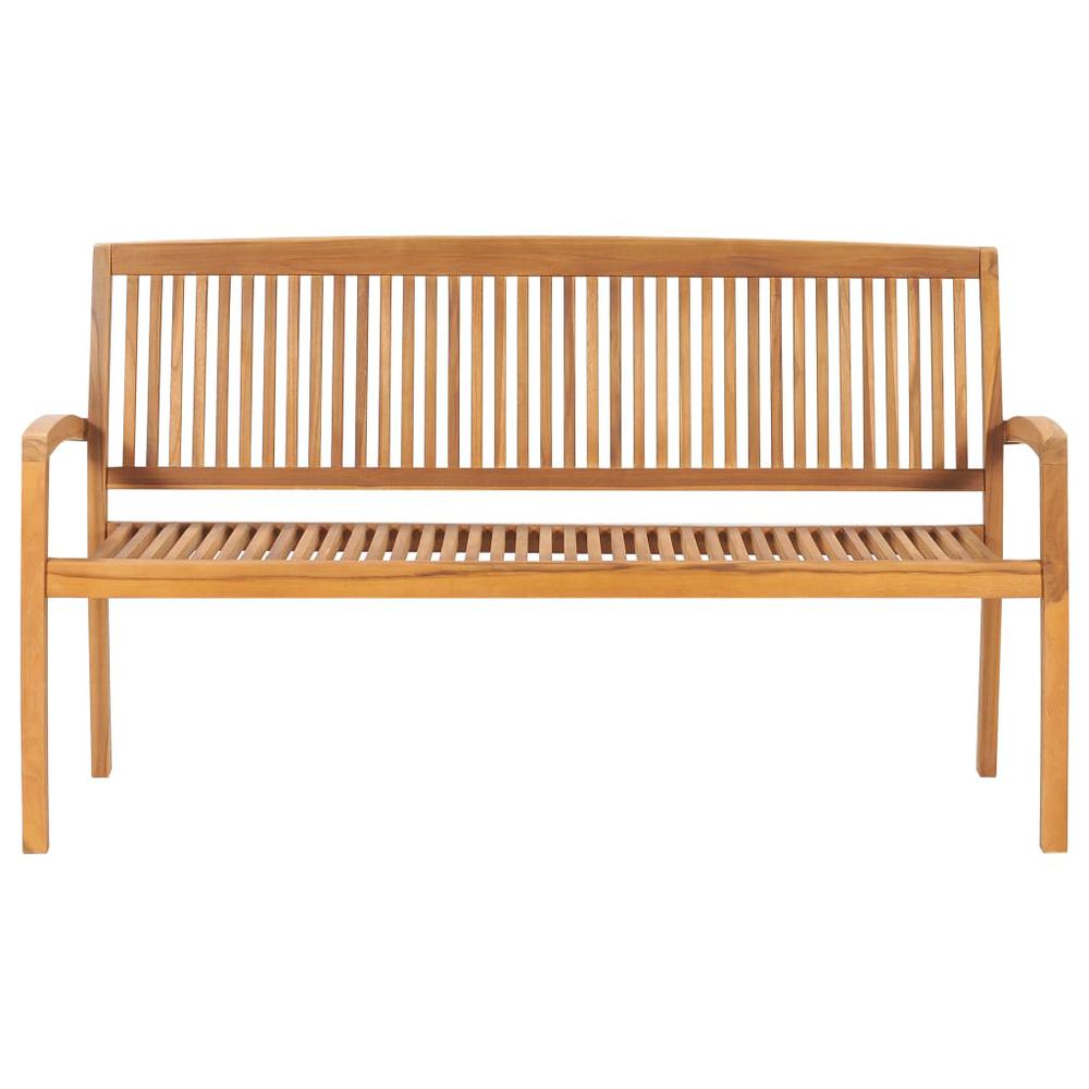 Stacking Patio Bench with Cushion 62.6'' Solid Teak Wood. Picture 6