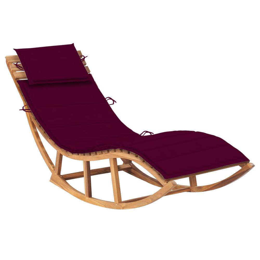 Rocking Sun Lounger with Cushion Solid Teak Wood. Picture 12
