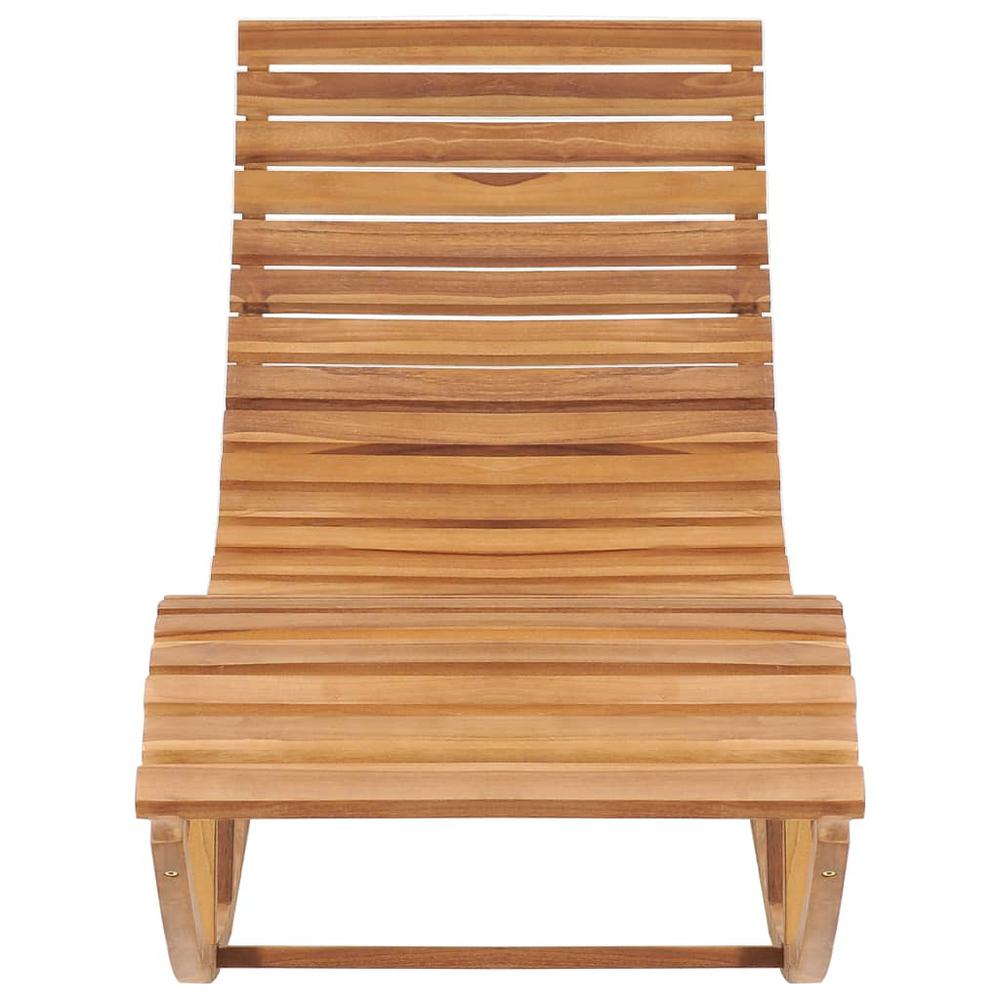 Rocking Sun Lounger with Cushion Solid Teak Wood. Picture 2