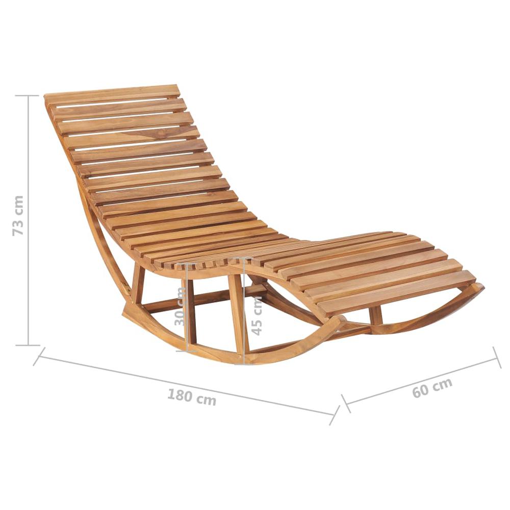 Rocking Sun Lounger with Cushion Solid Teak Wood. Picture 9