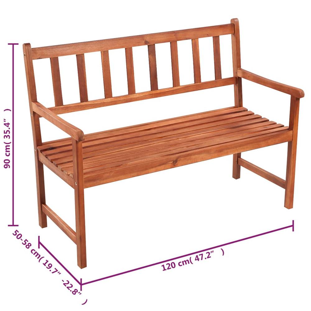 vidaXL Patio Bench with Cushion 47.2" Solid Acacia Wood, 3063776. Picture 9