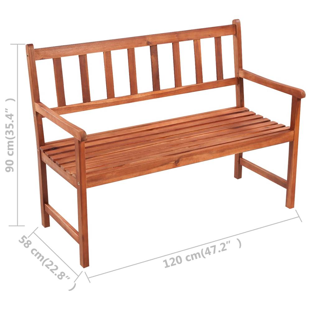 vidaXL Garden Bench with Cushion 47.2" Solid Acacia Wood 3783. Picture 9