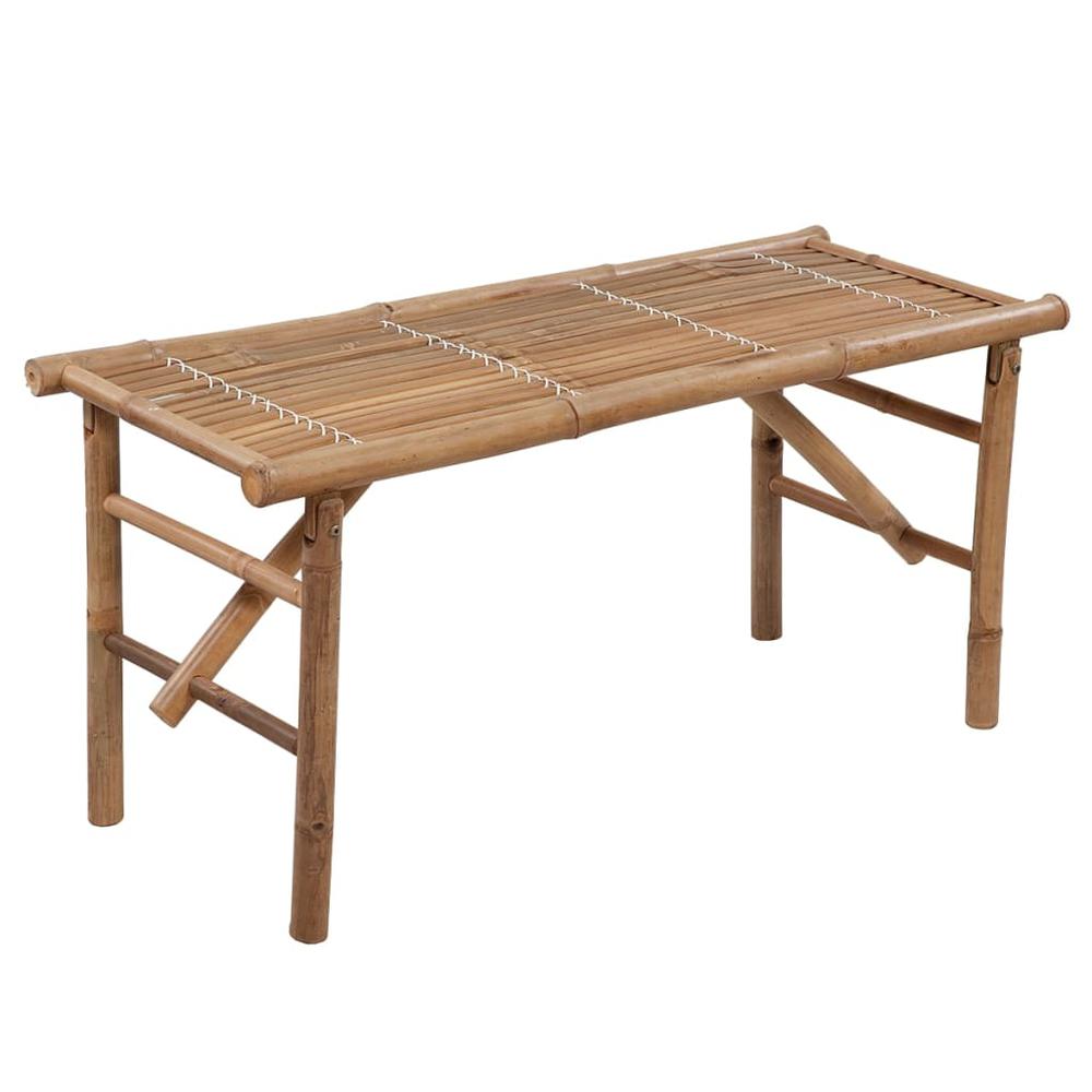 Folding Patio Bench with Cushion 46.5" Bamboo. Picture 1