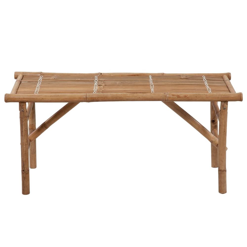 Folding Patio Bench with Cushion 46.4" Bamboo. Picture 2