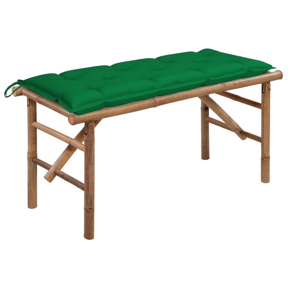 vidaXL Folding Garden Bench with Cushion 46.5" Bamboo, 3063869. Picture 1