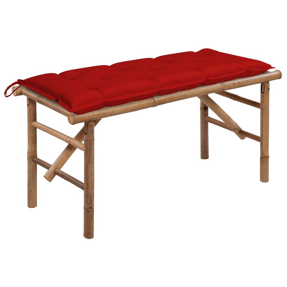 vidaXL Folding Garden Bench with Cushion 46.5" Bamboo, 3063870. Picture 1