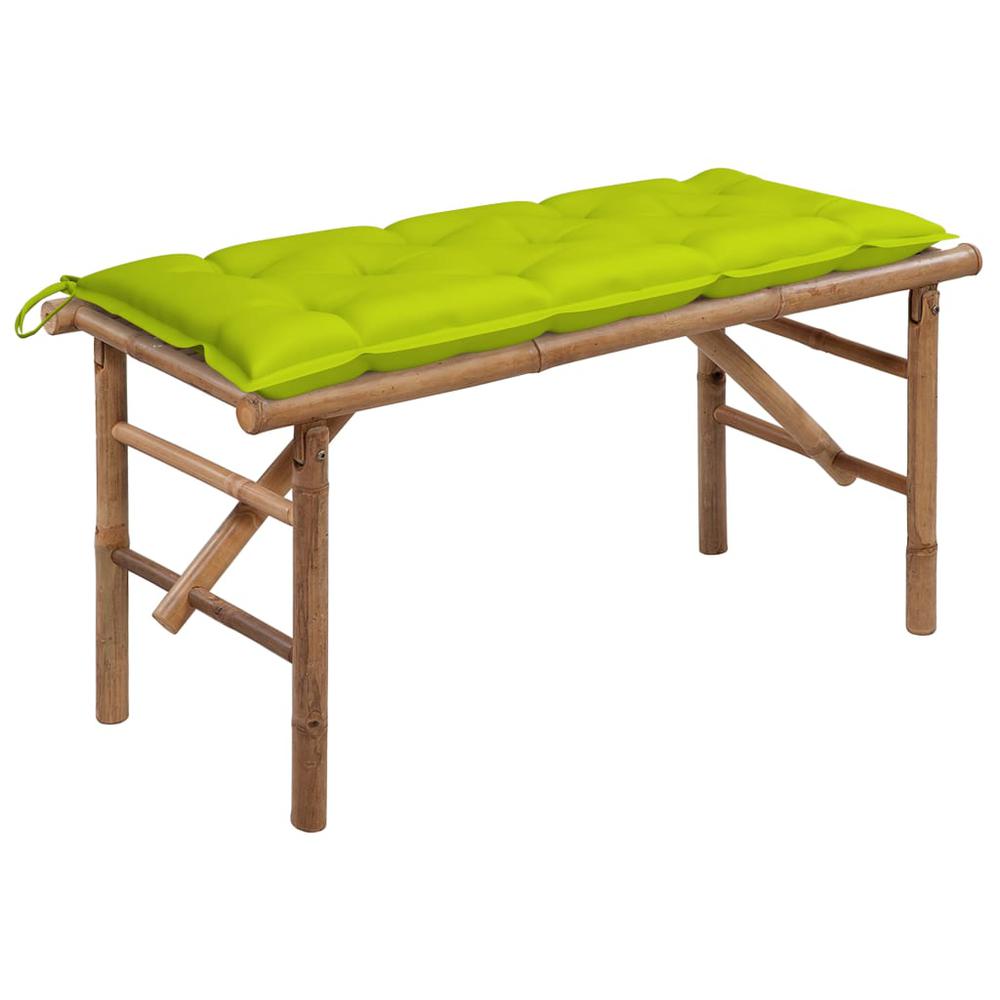 Folding Patio Bench with Cushion 46.5'' Bamboo. Picture 10