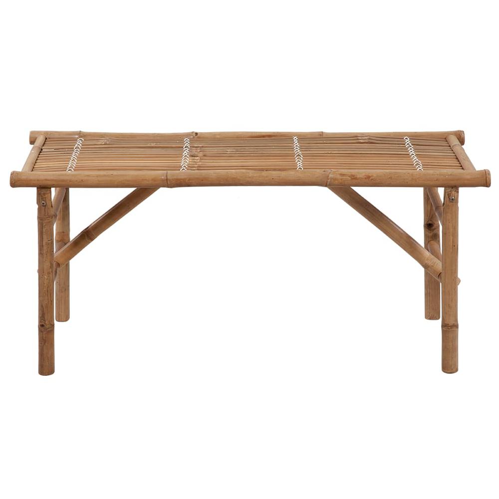 Folding Patio Bench with Cushion 46.5'' Bamboo. Picture 2