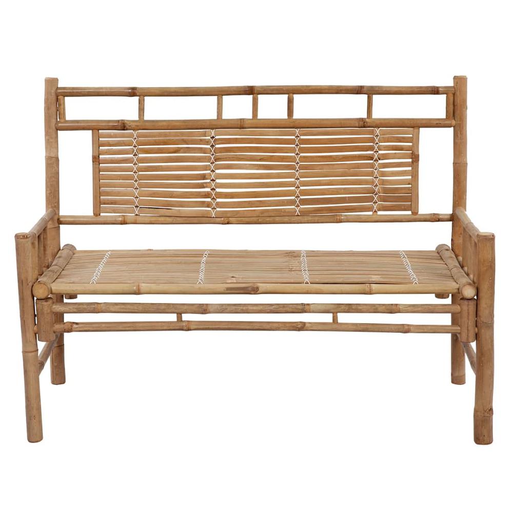 Patio Bench with Cushion 47.2" Bamboo. Picture 2