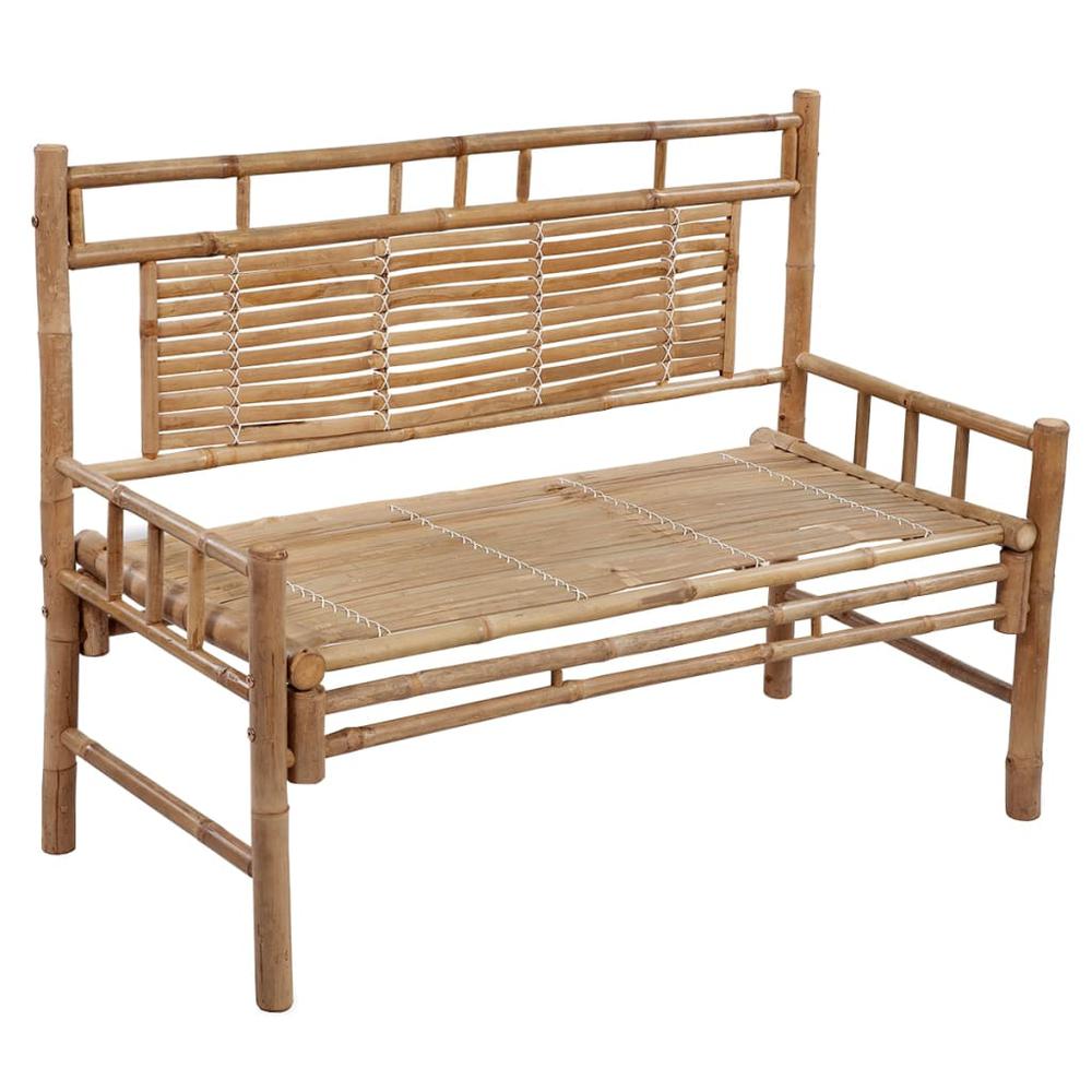 Patio Bench with Cushion 47.2" Bamboo. Picture 1