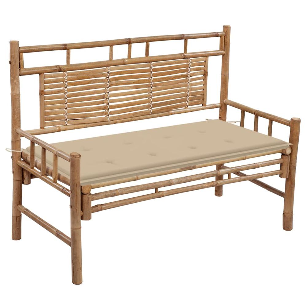 Patio Bench with Cushion 47.2" Bamboo. Picture 9