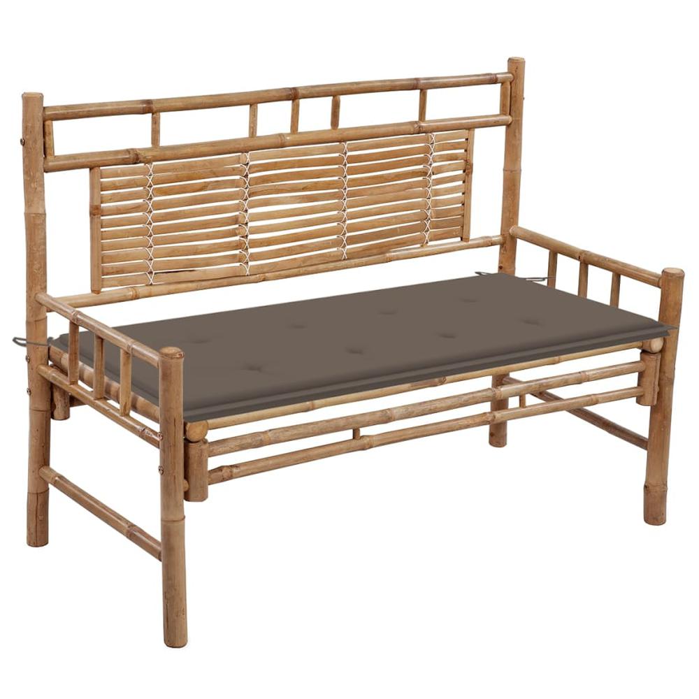 Patio Bench with Cushion 47.2" Bamboo. Picture 9