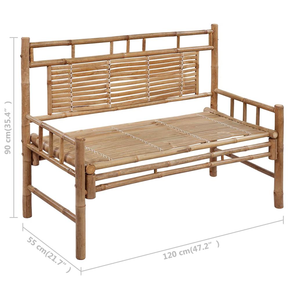 vidaXL Garden Bench with Cushion 47.2" Bamboo 3891. Picture 10
