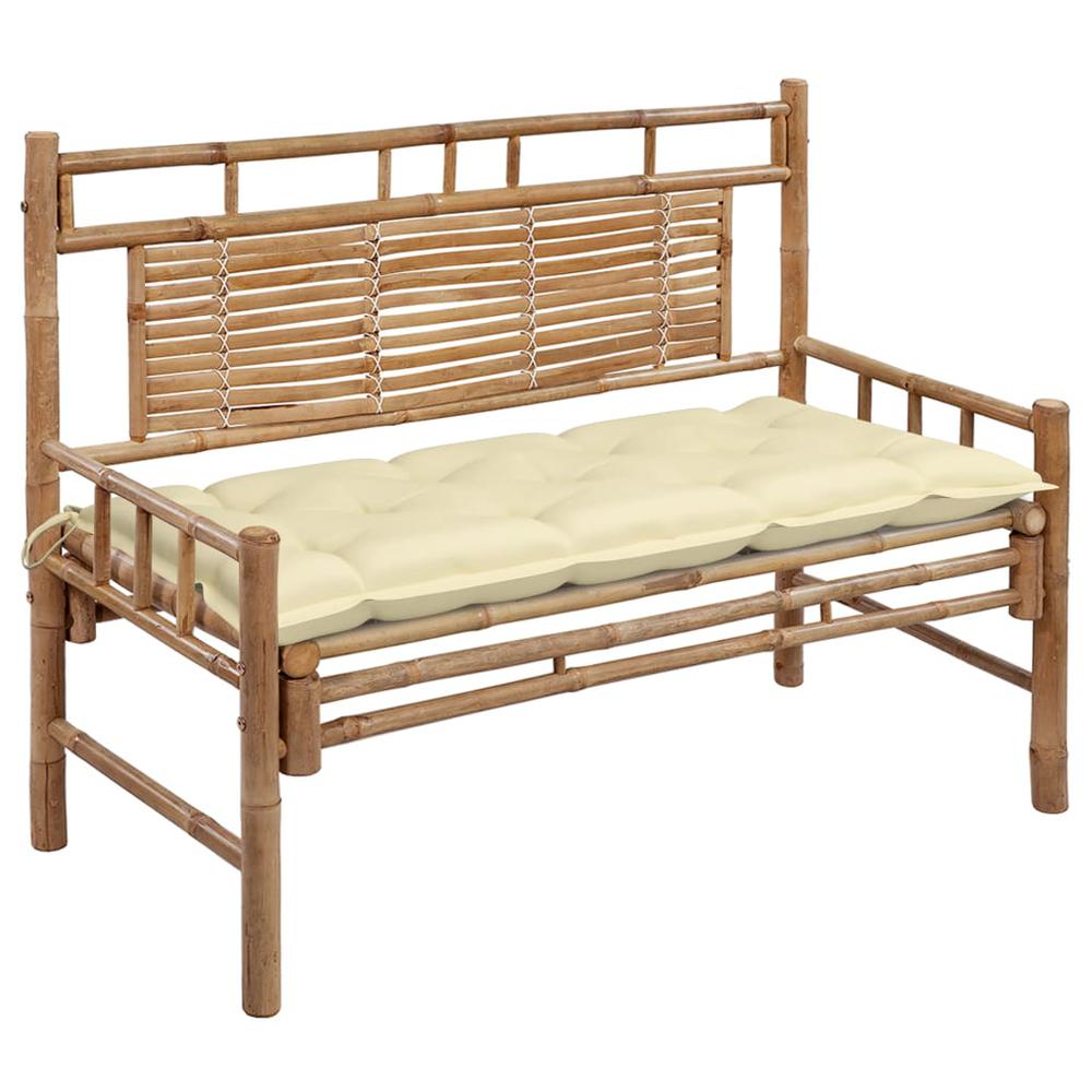 vidaXL Garden Bench with Cushion 47.2" Bamboo 3893. Picture 1