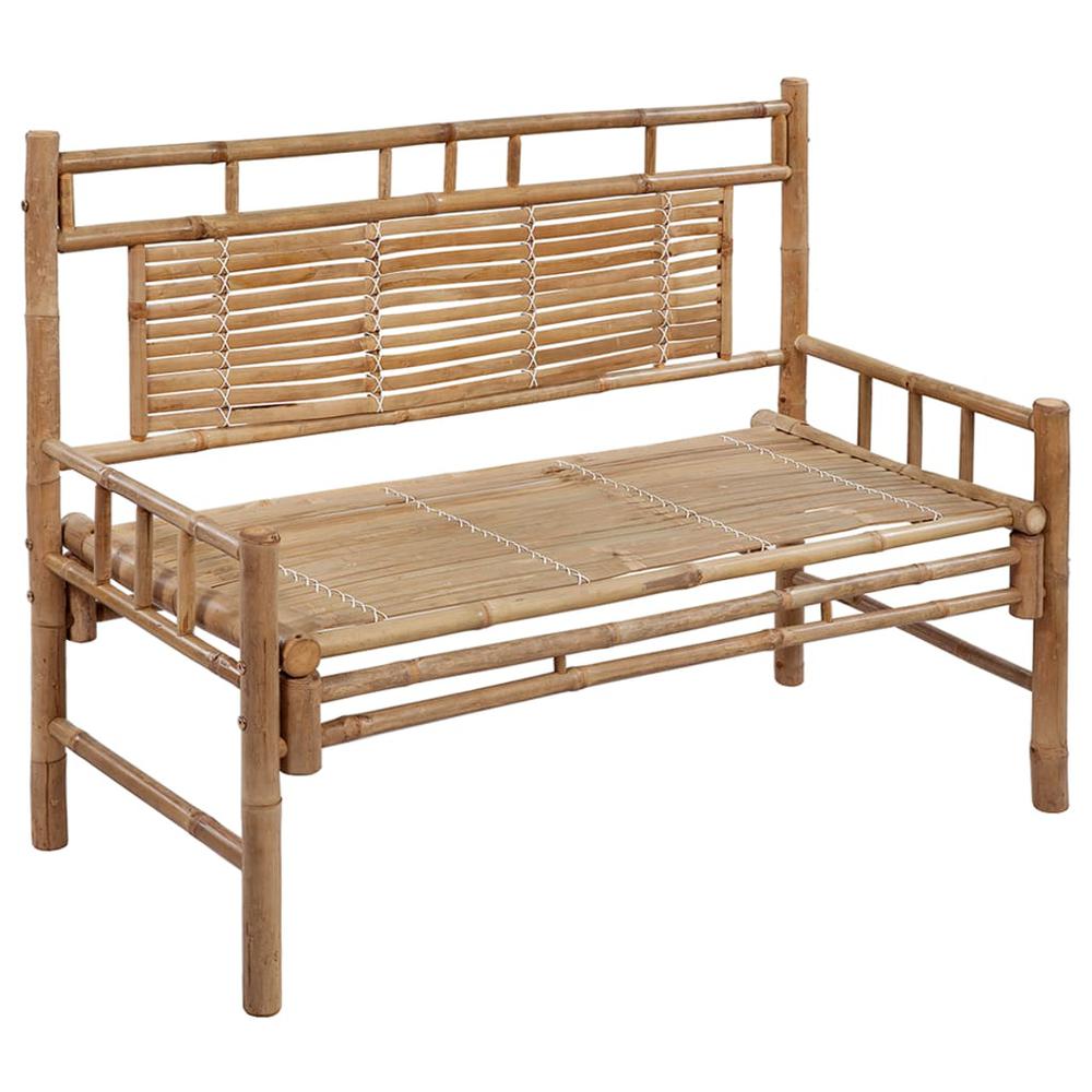 Patio Bench with Cushion 47.2'' Bamboo. Picture 1