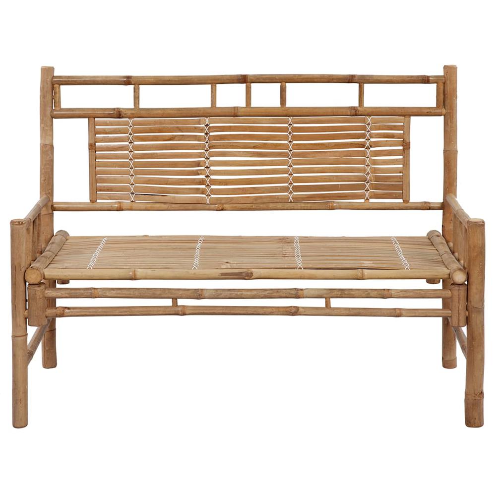 Patio Bench with Cushion 47.2'' Bamboo. Picture 2